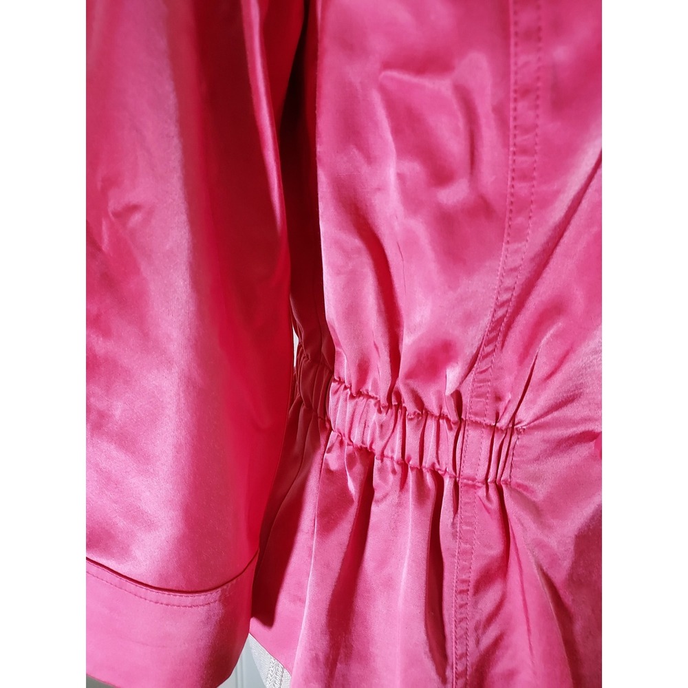 Teri Jon Peplum Jacket Womens 6 Pink Satin Double Breasted 3/4 Sleeve Cropped - Picture 3 of 10